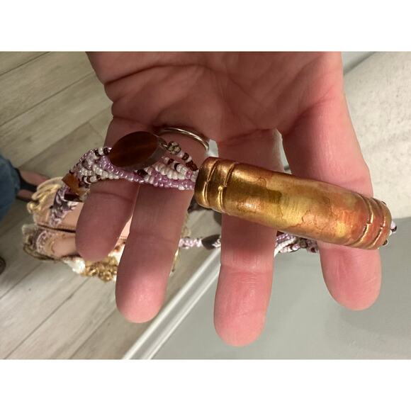 Vintage Mary Frances Embellished Floral Beaded Shoulder Bag Blush Fabric - Picture 10 of 13